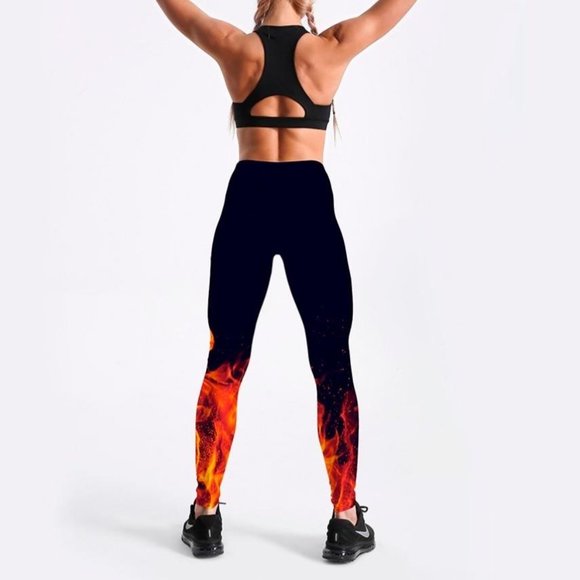Fire flame Printing Stretchy Leggings - Picture 4 of 4